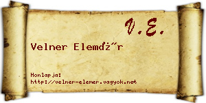 Velner Elemér névjegykártya